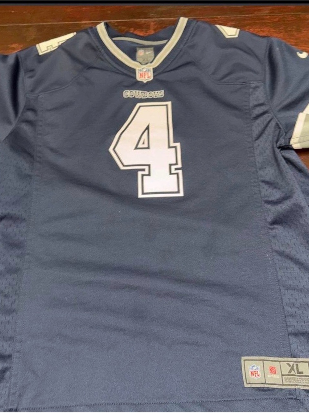 NFL Cowboys #4 Navy and White Men's Football Jersey